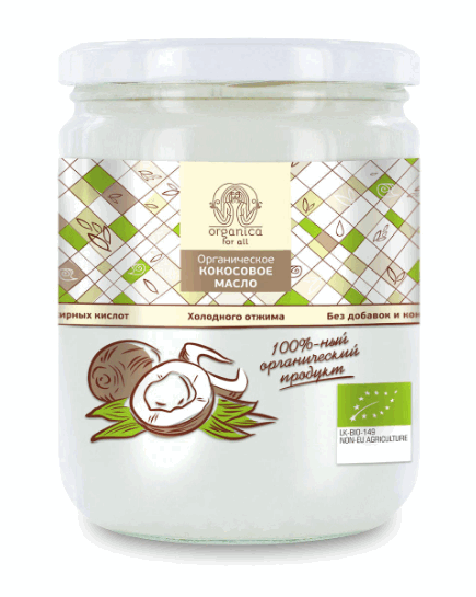 Масло кокосовое холодного отжима органическое "Organica For All" Шри-Ланка / 500 мл
