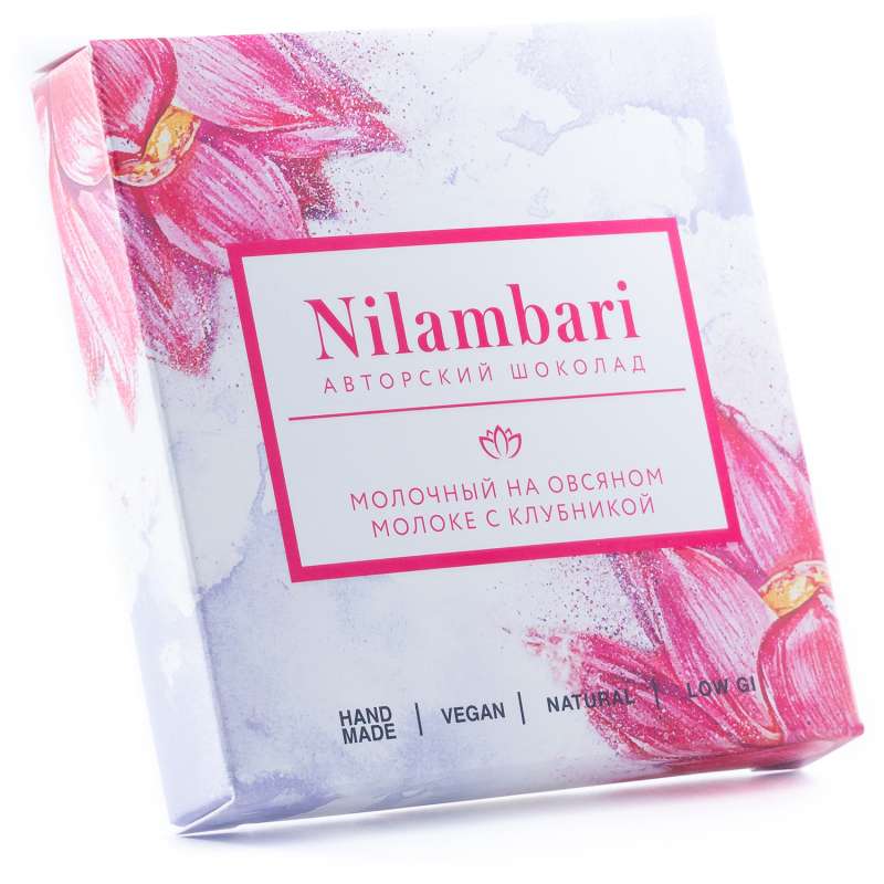 Шоколад на овсяном молоке с клубникой (vegan) "Nilambari" / 65 г