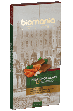 Шоколад молочный с начинкой из миндальной пасты "Biomania" / 110 г