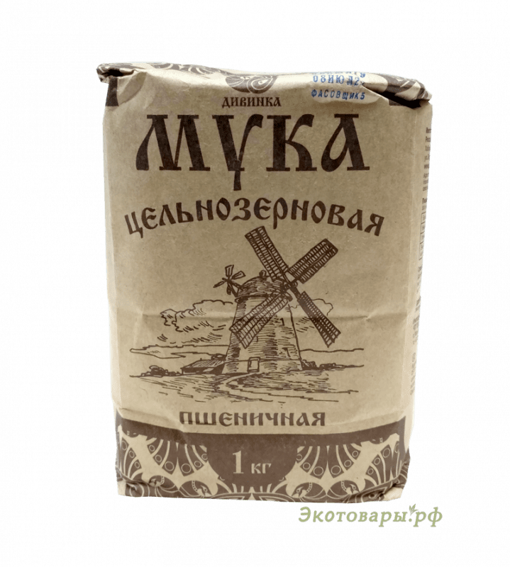 Мука пшеничная цельнозерновая "Дивинка" (Алтайский край) / упаковка 8х1 кг