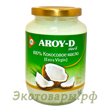 Масло кокосовое Extra Virgin (холодного отжима) "Aroy-D" Индонезия / 450 мл