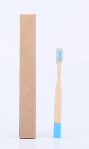 Бамбуковая зубная щётка c круглой ручкой (детская, мягкая) синяя / арт.1634-3