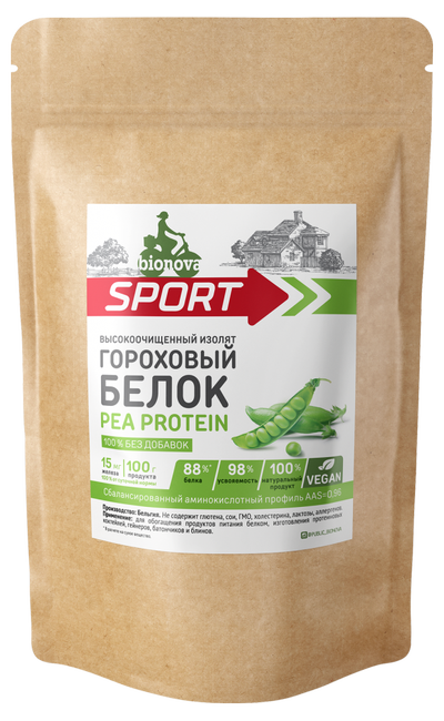 Гороховый протеин 82% (изолят горохового белка) "Bionova" Pea Protein / 500 г