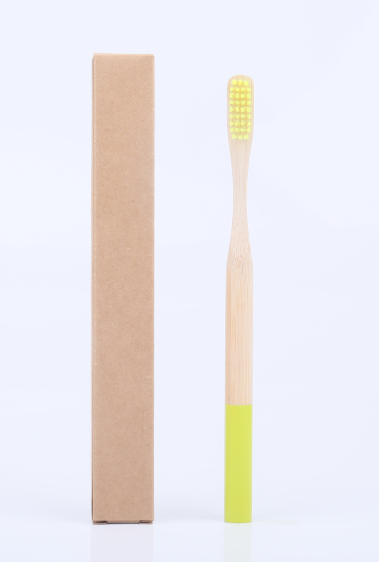 Бамбуковая зубная щётка c круглой ручкой (детская, мягкая) жёлтая / арт.1634