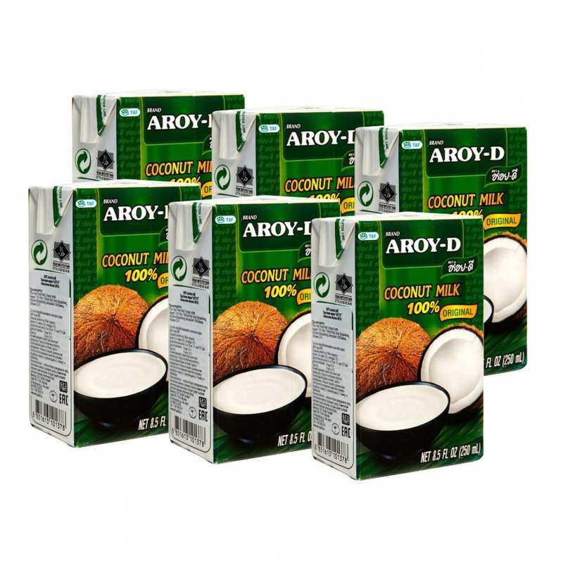 Молоко кокосовое (жирн.18%) "Aroy-D" Тайланд / упаковка 6х250 мл
