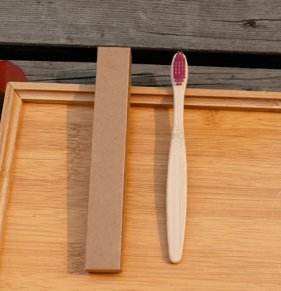 Бамбуковая зубная щётка c плоской ручкой детская (цвет фиолетовый) / арт.1679-3
