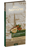 Шоколад молочный с начинкой из пасты орехов кешью "Biomania" / 110 г