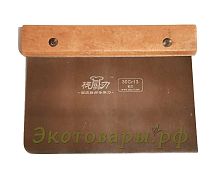 Скребок пекарский стальной с деревянной ручкой, для работы с тестом (127х100)