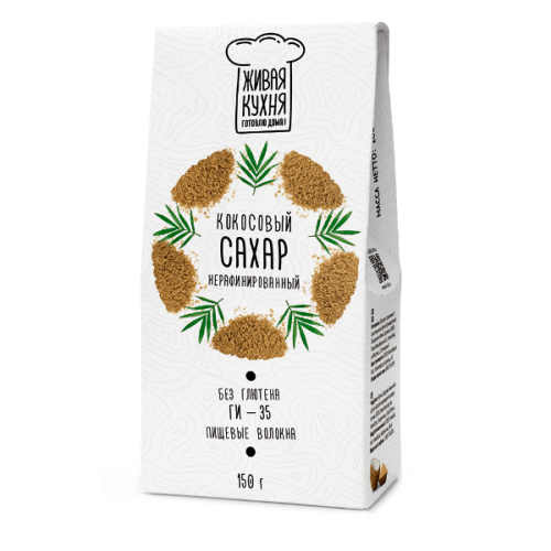 Сахар кокосовый нерафинированный "Живая Кухня" / 150 г