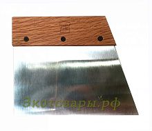 Скребок пекарский стальной с деревянной ручкой, для работы с тестом SN4106 (150х120)